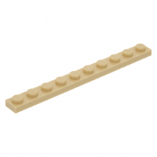 LEGO lapos elem 1x10, sárgásbarna (4477)
